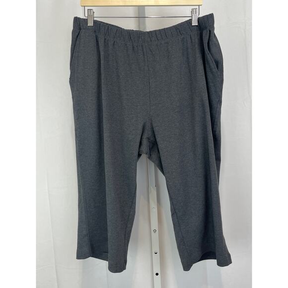 LANDS' END Sport Knit High Rise Elastic Waist Pull On Capri Pants Gray 1X Plus - Picture 1 of 10